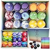 Chakra Healing Gemstones Bath Bombs. 15 Essential Oil Bath Bombs. Real Chakra Stones Bath Bombs for Adults. Perfect for Yoga Lovers. Meditation, Balancing, Positive Energy, Sleep, Reiki & Yoga Lovers