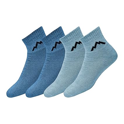 Ranger Sport Men's Athletic Cotton Ankle Socks (Denim Blue) - Pack of 2