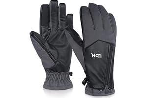MCTi Winter Gloves for Women Waterproof Warm for Cold Weather Touchscreen Zipper Gloves