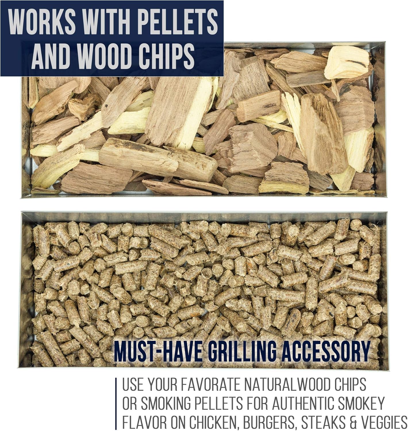 Smoker Box for Gas Grills and Charcoal Kettles - Works with All Pellets and Wood Chips - Professional BBQ Smoke Flavor from Propane or Electric Grilling: Garden & Outdoor