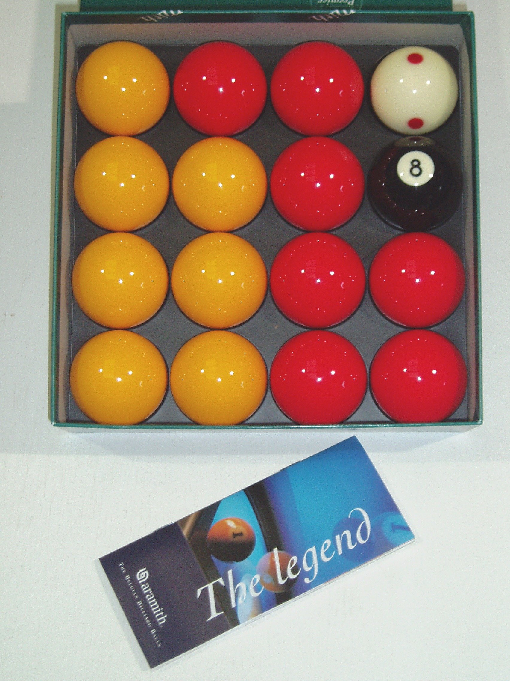 Aramith Premier Red-Yellow 2" Pool Balls with 1 7/8" Pro Cup Cue Ball