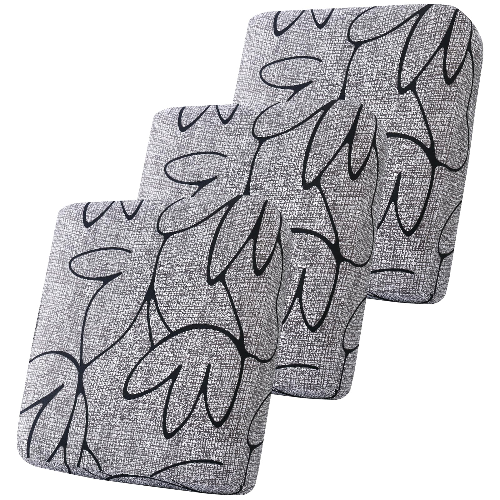 Photo 1 of Smiry Printed Couch Cushion Covers, Stretch Soft Couch Covers for Sofa, Washable Non-Slip Sofa Slipcover Furniture Protector for Indoor and Outdoor (3 Pack, Grey and Black)