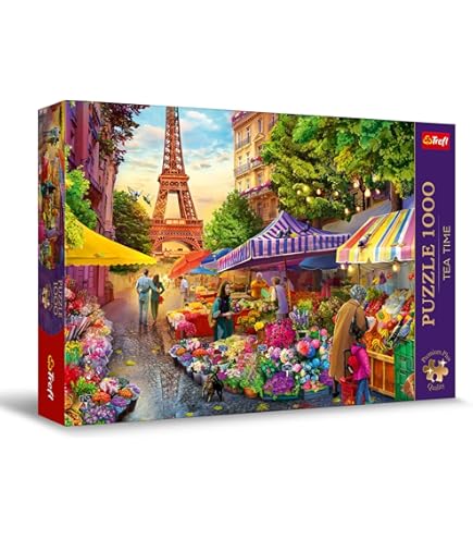 Trefl Flower Market Paris 1000 Piece Jigsaw Puzzle - Premium Plus Tea Time Series