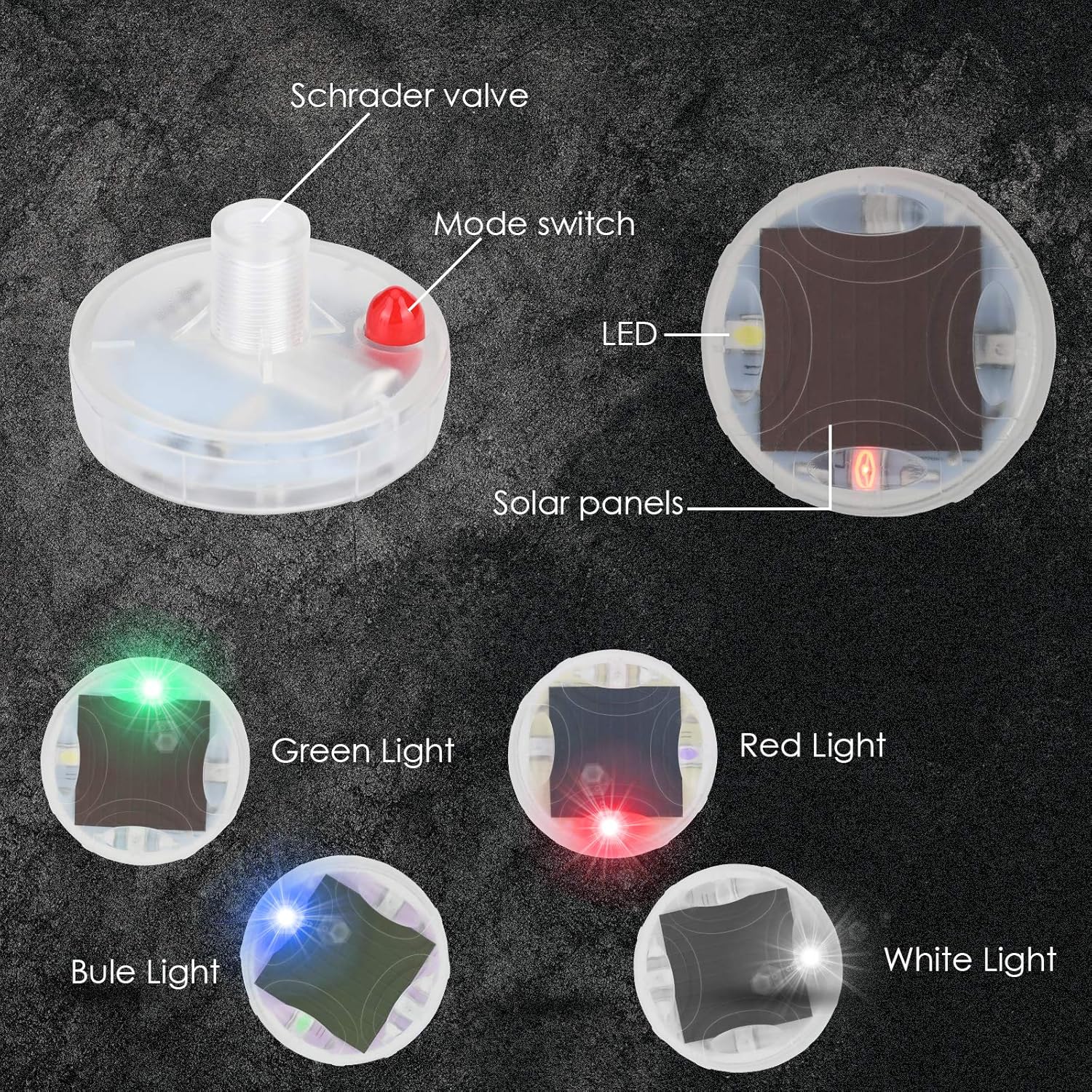 BFVV Car Tire Lights Solar Powered Car Wheel Air Valve Cap Light with Motion Sensors Decorative Colorful LED Tire Light for Car Automotive - 4 Pack: Automotive