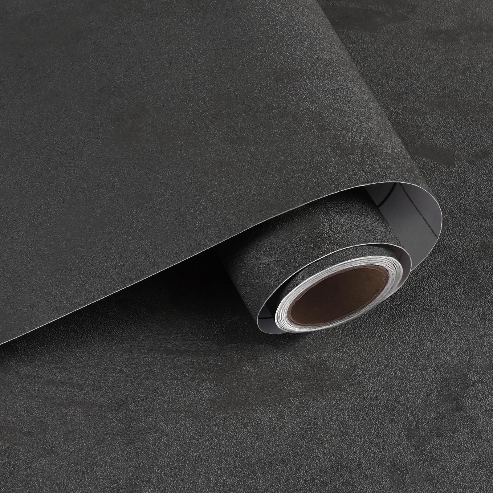 VaryPaper Peel and Stick Industrial Textured Concrete Wallpaper 40cmx200cm Cement Contact Paper for Kitchen Countertops Sticky Back Plastic Dark Grey Wallpaper for Living Room Bathroom Worktop Cover