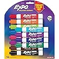 EXPO Low-Odor Dry Erase Markers, Chisel Tip, Vibrant Colors, 12-Count