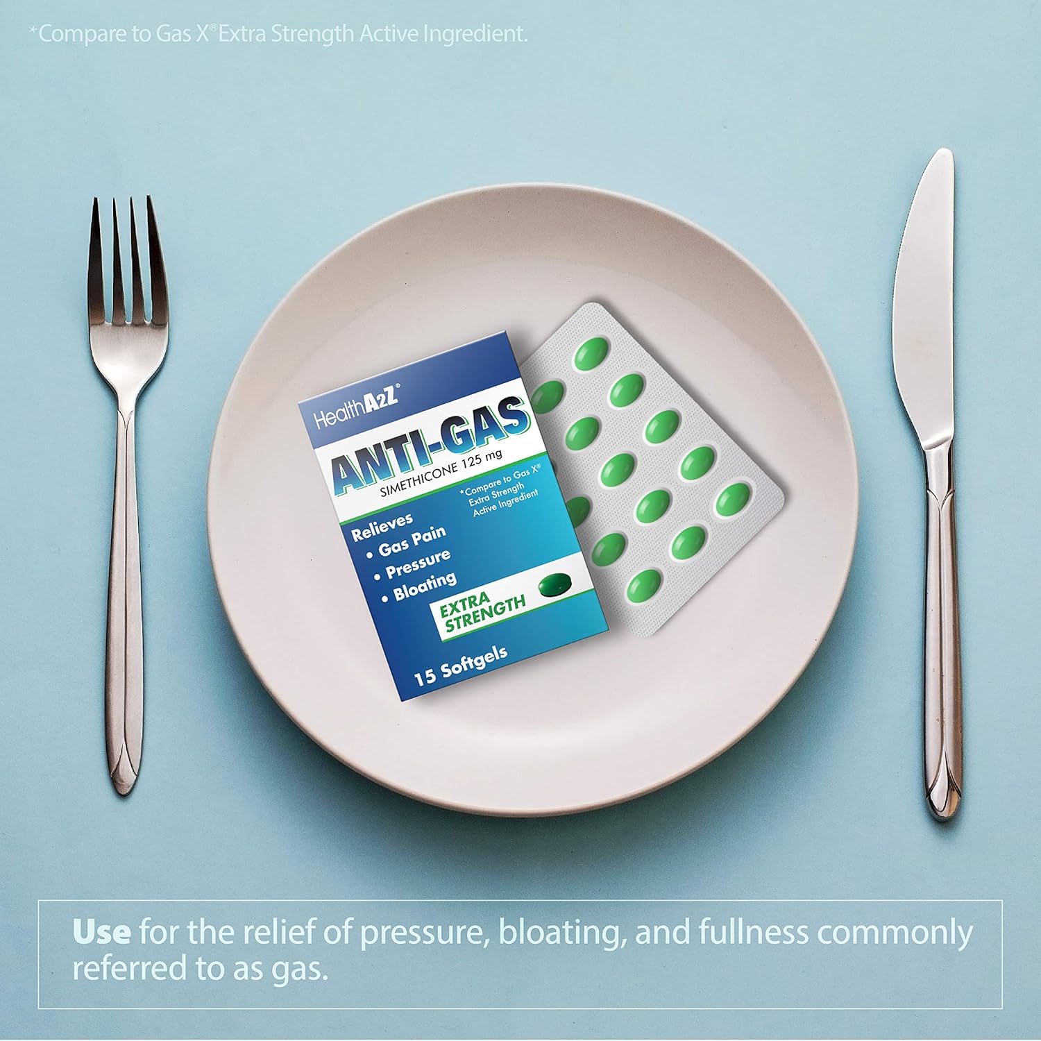 HealthA2Z Anti-Gas, Simethicone 125mg, Compare to Gas X Extra Strength Active Ingredient, 24 Packs of 15 Softgels(360 Softgels Total), Value Package: Health & Personal Care