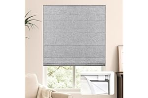 LazBlinds No Tools No Drill Cordless Roman Shades for Windows, Blackout Thermal Insulated UV Blocking Window Blinds, Lightweight Fabric Blinds for Indoor Windows, 27" W x 60" H, Blackout - Grey