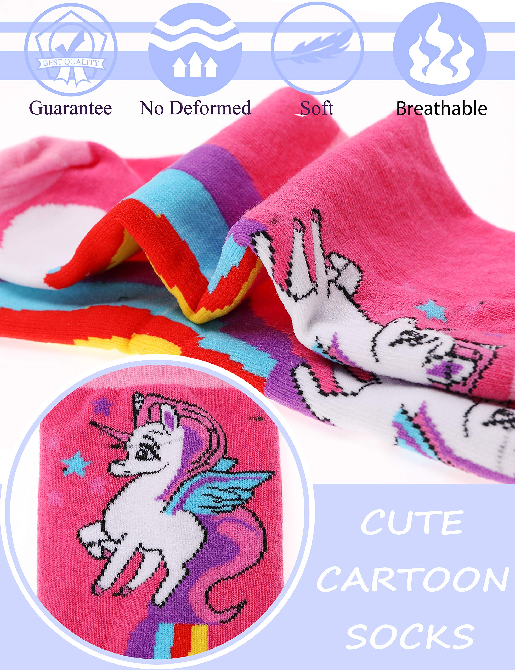 Anlisim Girls Socks Cute Animal Pattern Cartoon Novelty Fashion Soft Cotton Socks 6 Pairs