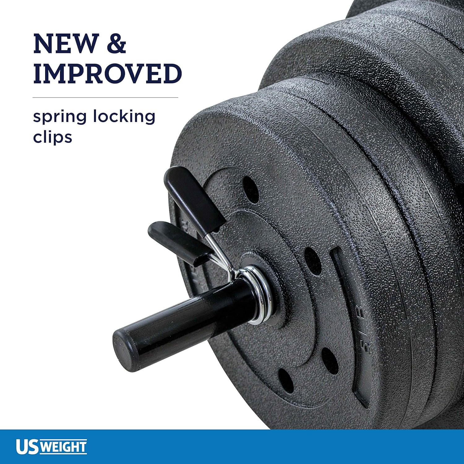 US Weight New 100 lb. Traditional Barbell Weight Set with New Upgraded 12-Gauge Steel Bar and Spring Locking Clips - Includes 20, 10 and 5 lb. Weights : Sports & Outdoors