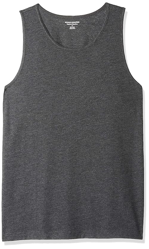 Amazon Essentials Men's Regular-Fit Tank Top, Charcoal Heather, Small