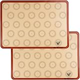 Silicone Macaron Baking Mat - Set of 2 Half Sheet (Thick & Large 11 5/8" x 16 1/2") - Non Stick Silicon Liner for Bake Pans &