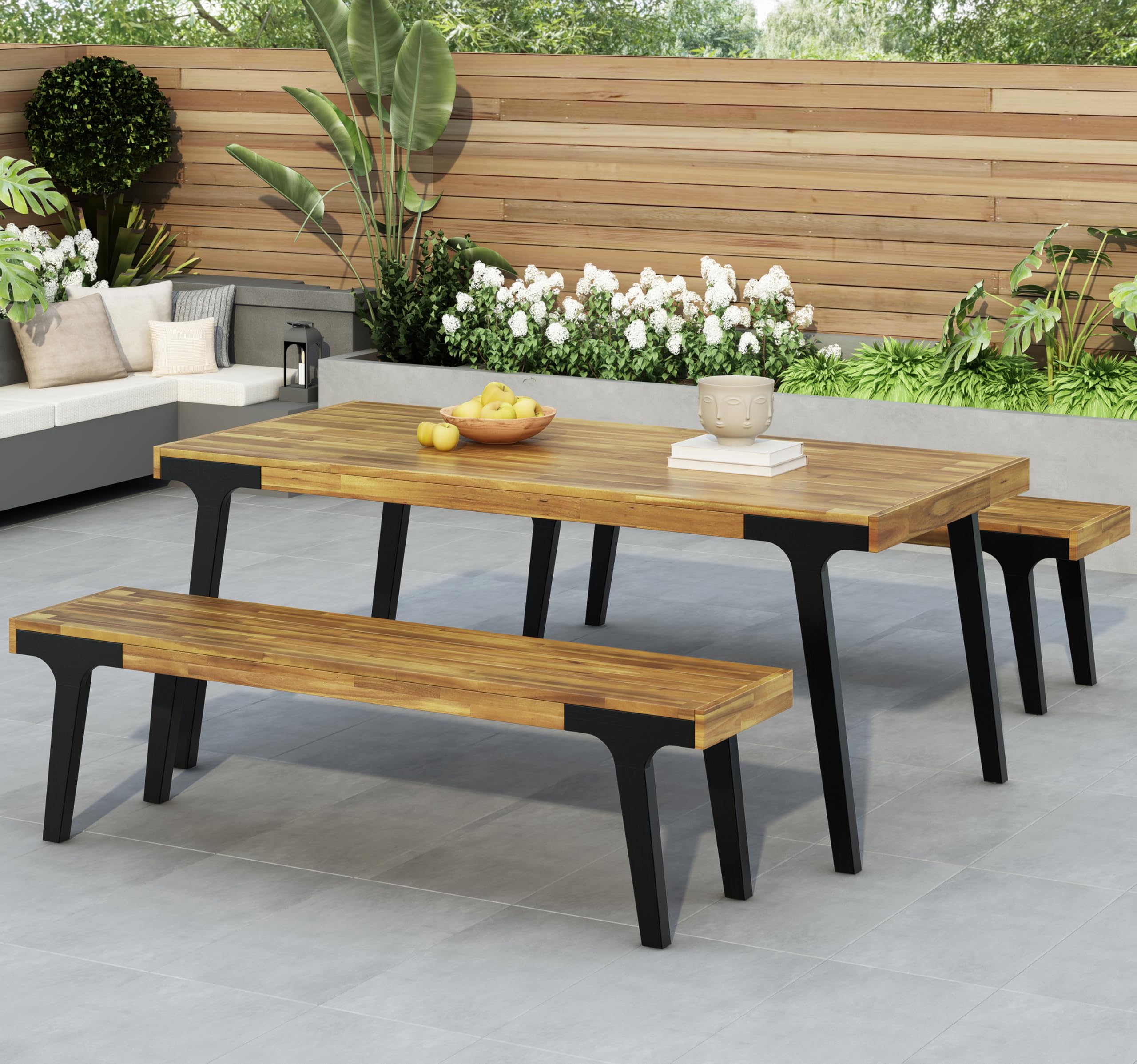 Photo 1 of ***PARTS ONLY***
Christopher Knight Home 3 Piece Patio Dining Table,Acacia Wood Table Bench Dining Set,2 Wood Benches with 69'' Large Dining Table,Industrial Style Dining Furniture Set for Outdoor Deck, Yard, Porch