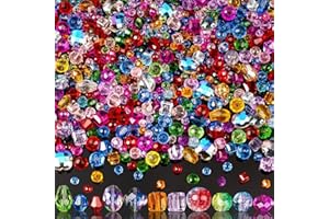 OuMuaMua 636pcs Glass Beads for Jewelry Making, Loose Sparkly Beads Hole Drilled DIY for Bracelets Craft Earrings Making, Colorful Rainbow Crystal Beads