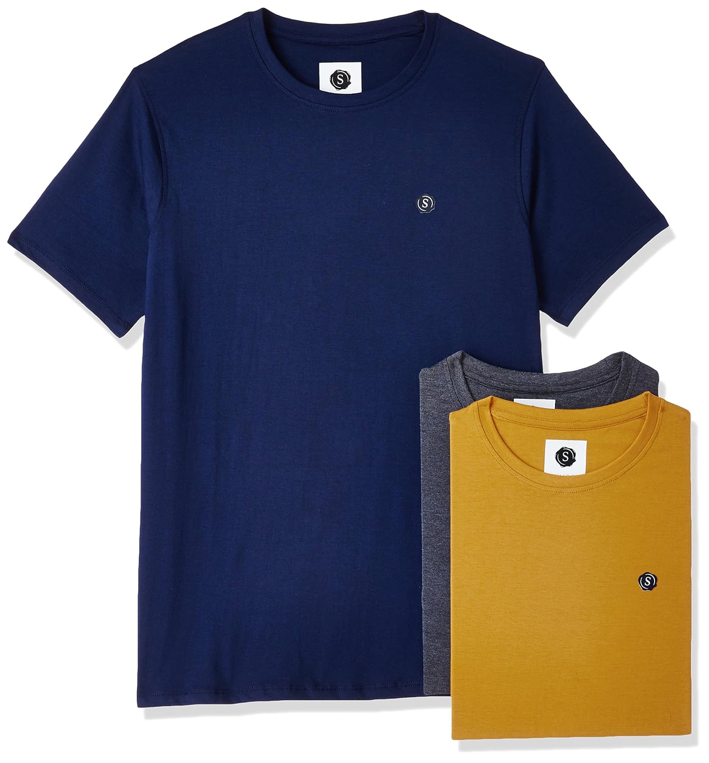 symbol amazon brand men's cotton round neck t-shirt (pack of 3)