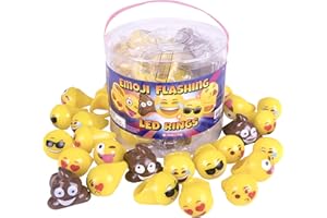 Kangaroo Manufacturing Emoji LED Party Favor Rings - Fun Easter Egg Filler Toy - Stocking Stuffers For Kids - 24 Count | Easter Basket Fillers Bulk | Easter Egg Stuffers for Kids | Easter Party Favors