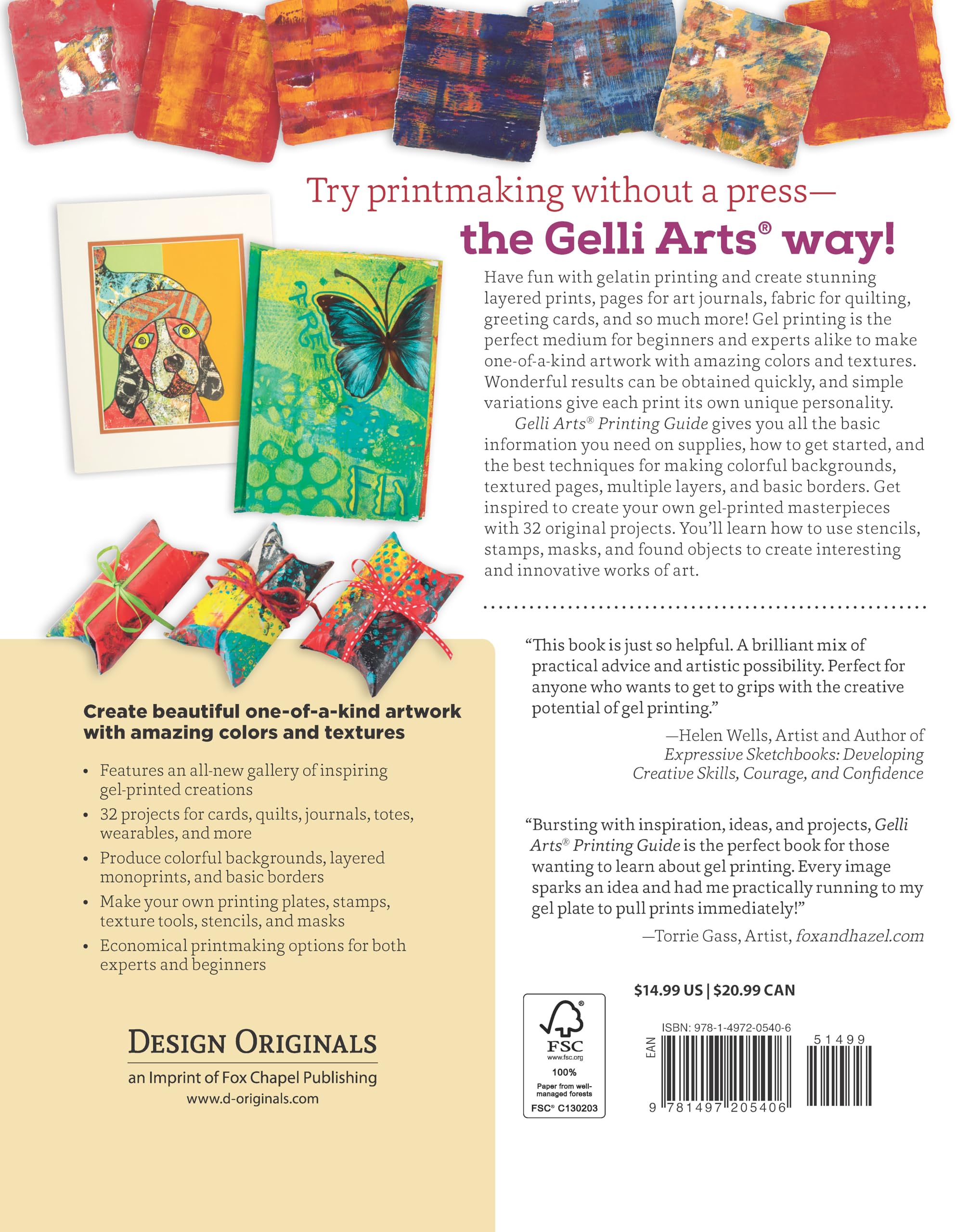 Gelli Arts (R) Printing Guide: Printing Without a Press on Paper and Fabric Using the Gelli Arts (R) Plate (Design Originals) 32 Beginner-Friendly Step-by-Step Projects, Techniques, and Inspiration