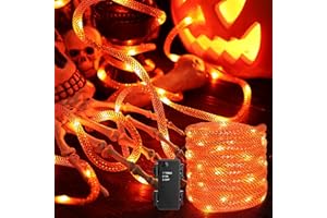 BrizLabs Orange Battery Halloween Lights, 36 LED Orange Lights, Flexible Tube Lights with Timer, Halloween Rope String Lights for Halloween Thanksgiving Fall Home Garden Haunted House Party Decor
