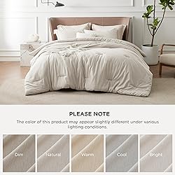 Bedsure Queen Comforter Set - Beige Comforter Queen