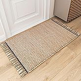 Eco Crave Handmade Jute Entryway Rug 2x3 ft – Brown & Black Diamond Pattern Welcome Mat, Natural Hand-Woven Low Pile Non-Slip Doormat for Indoor Outdoor, Farmhouse Boho Area Rug, 24x36 Inches