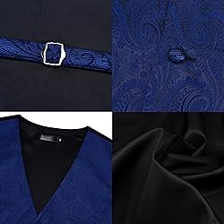 GUSLESON Navy Blue Vest Paisley Suit Vest Tie and