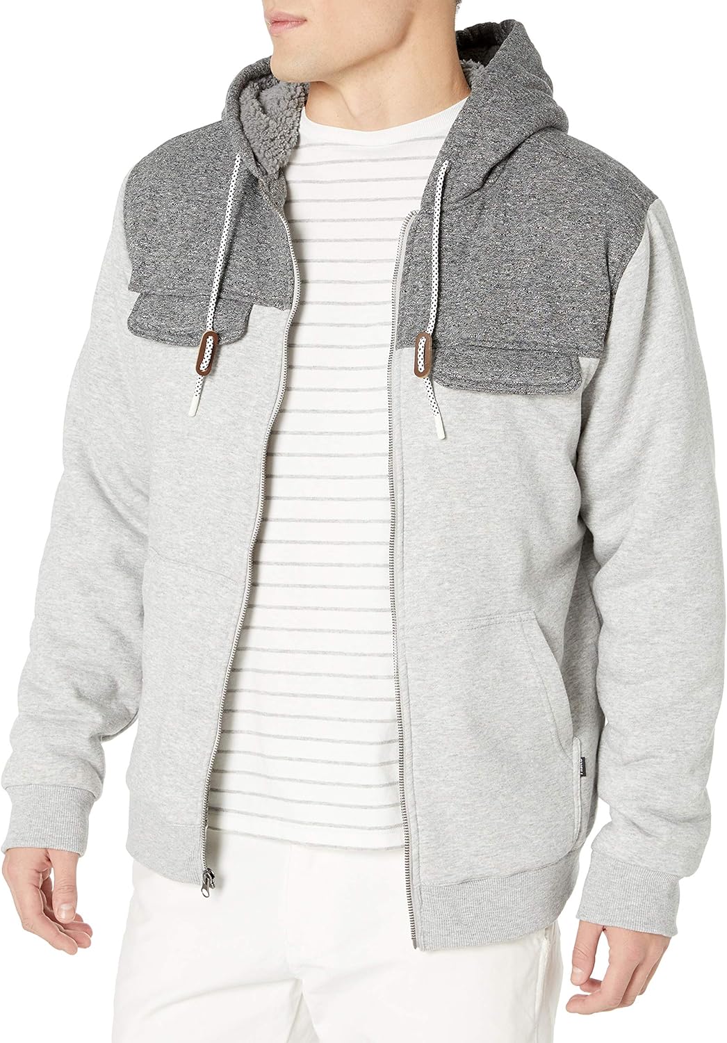 O'NEILL Men's Sherpa Lined Full Zip Hooded Fleece Sweatshirt Jacket: Clothing