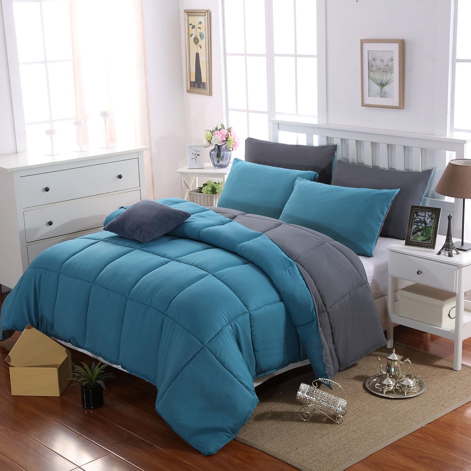 Qzyi Duvet Double Comforter Warm And Anti Allergy All Season Grey