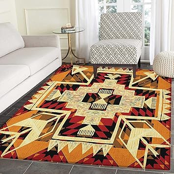 Amazon Com Arrow Area Rug Carpet Native American Inspired Retro Aztec Pattern Mod Graphic Design Boho Artwork Customize Door Mats For Home Mat 3 X5 Red Orange Yellow Furniture Decor