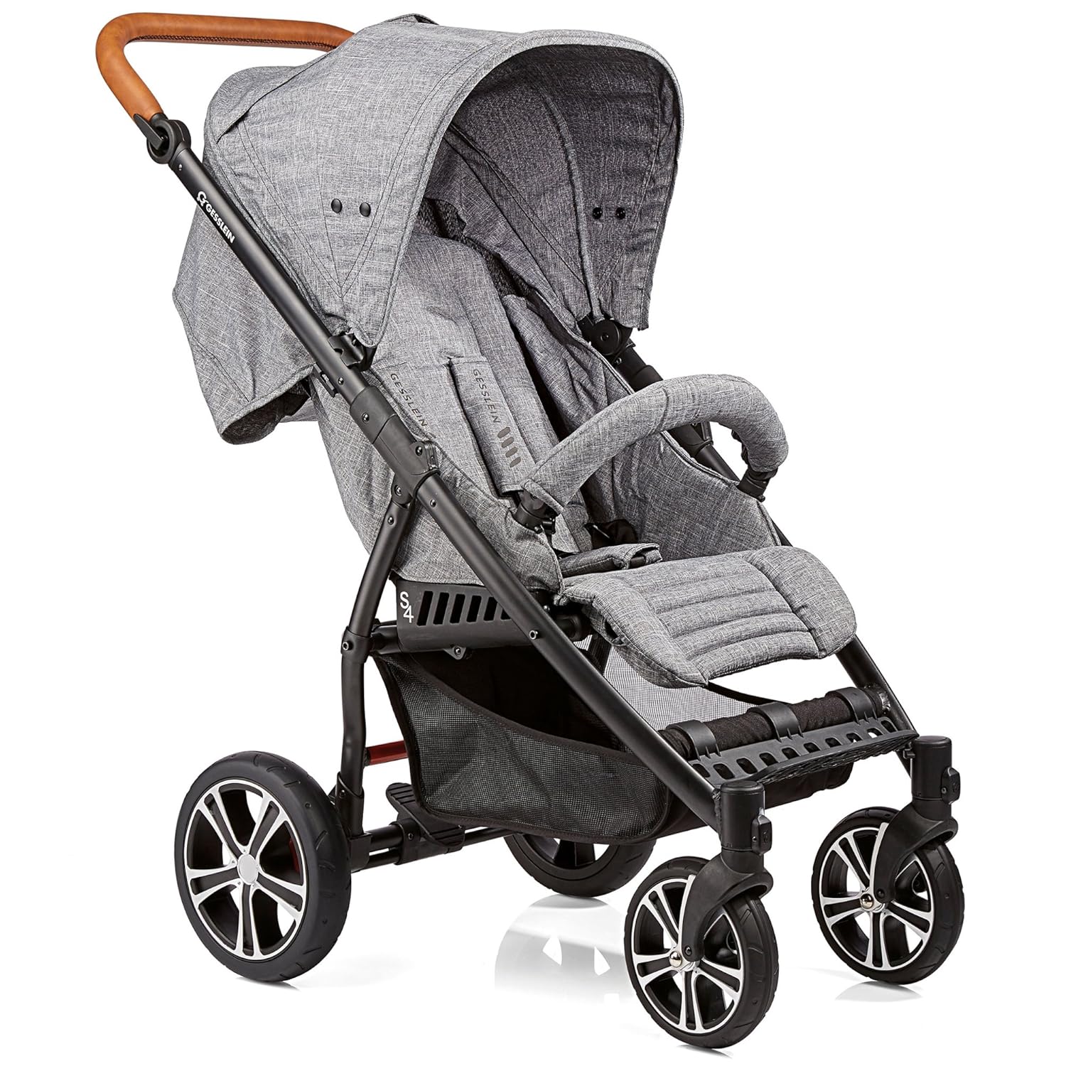 Gesslein S4 Air + Liebebuggy mit Gestell schwarz und Einhang grau meliert