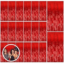 BOMSI 20 Pack Red Streamers Party Backdrop