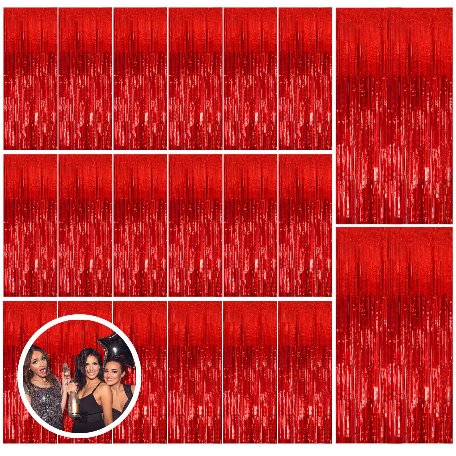 BOMSI 20 Pack Red Streamers Party Backdrop