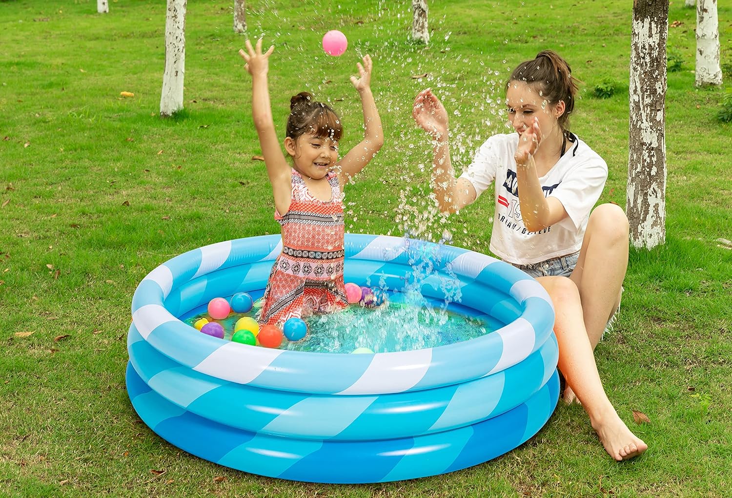 2 Packs 45" X 10" Inflatable Kiddie Pools, Blue Swimming Pool for Kids Summer Fun, Indoor&Outdoor Water Pool Baby Pool Pit Ball Pool for Ages 3+: Toys & Games