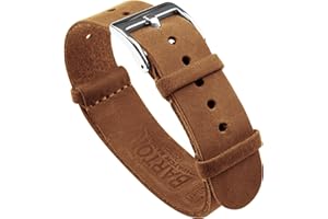 BARTON WATCH BANDS BARTON Leather NATO® Style Watch Straps - Choose Color, Length & Width - 18mm, 20mm, 22mm, 24mm Bands