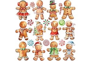 TREWAVE Winter Christmas Gingerbread Man Candy Cutouts Christmas Bulletin Board Decorations Classroom Winter Holiday Cut-Outs Decor Home School Xmas Stickers for Wall Window Blackboard