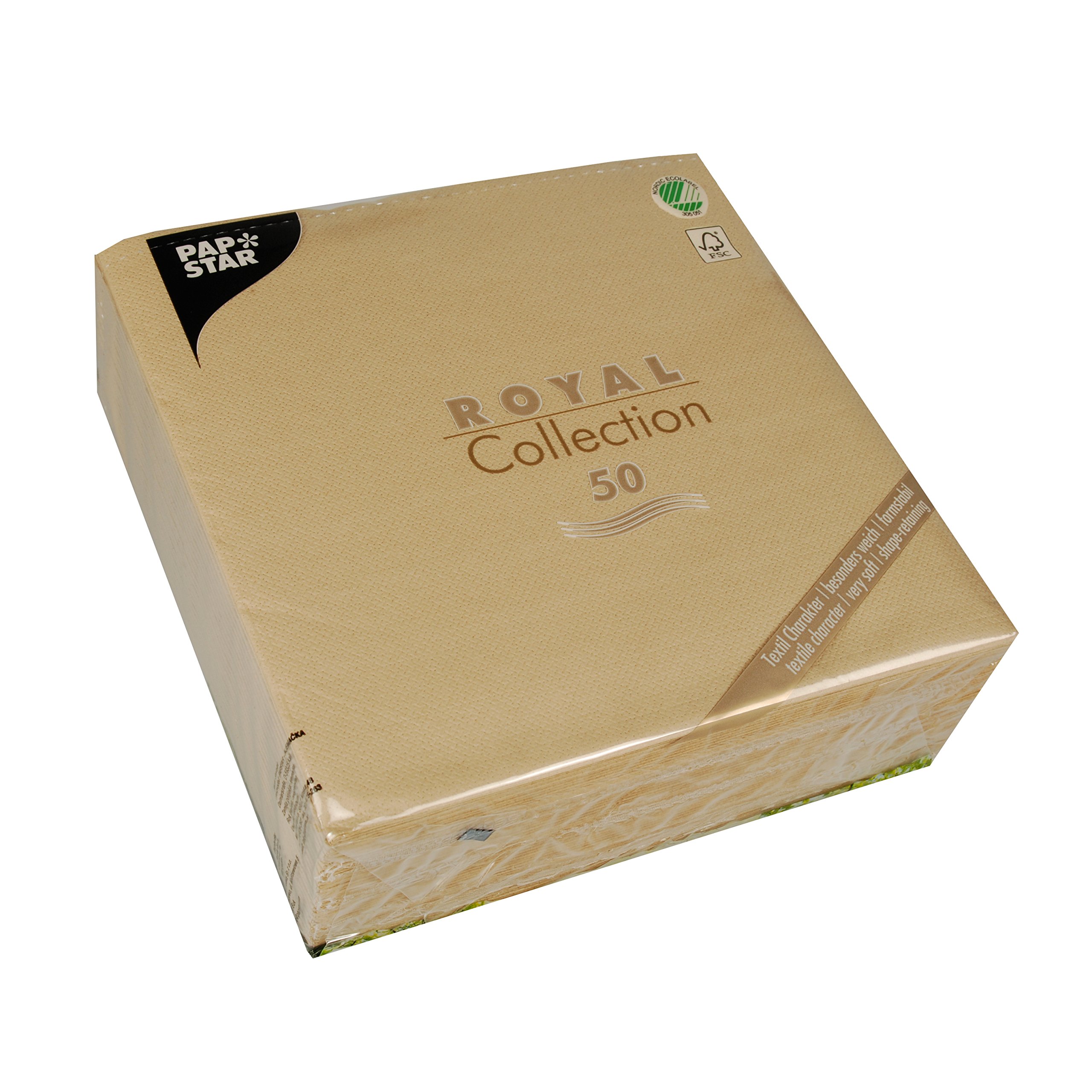 Papstar – 50 Serviettes ROYAL Collection 1/4-fold 40 cm x 40 cm Sand, # 82360