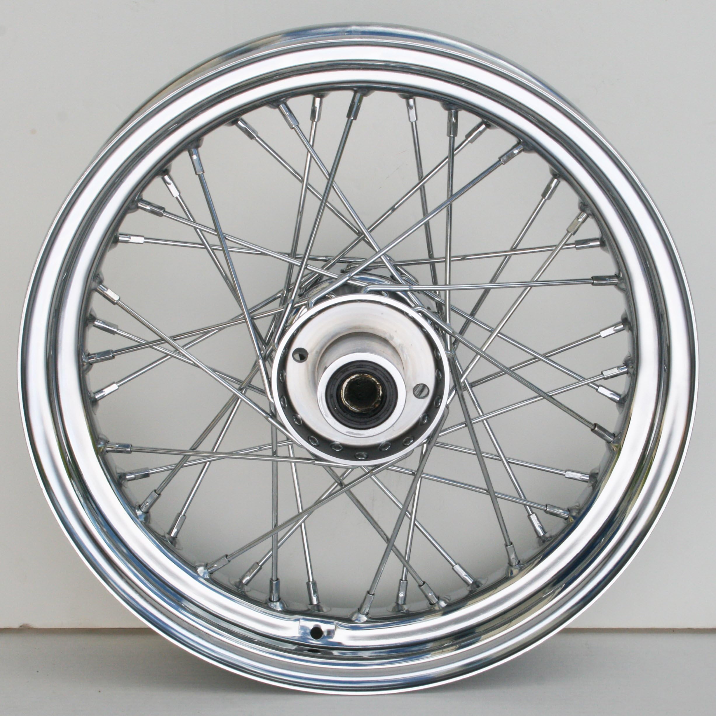 Ultima Complete Chrome 40 Spoke Front Wheel 16" x 3.0" Wide Glide, FXST/FXDWG Single Disc 84/99