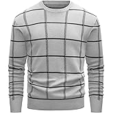 MAGCOMSEN Men's Crewneck Sweaters Cotton Lightweight Plaid Pullover Sweater Warm Casual Fall Winter Sweatshirts