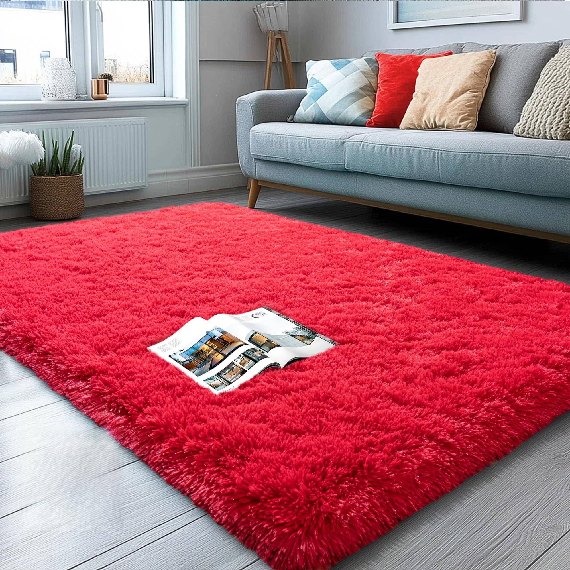 Photo 1 of *USED*
AAFKK 3x5 Area Rug for Bedroom, Red Rugs for Living Room Nursery Kids Room Dorm Home Decor Aesthetic, Fluffy Shaggy Rug with 4 Anti-Slip Carpet Tapes