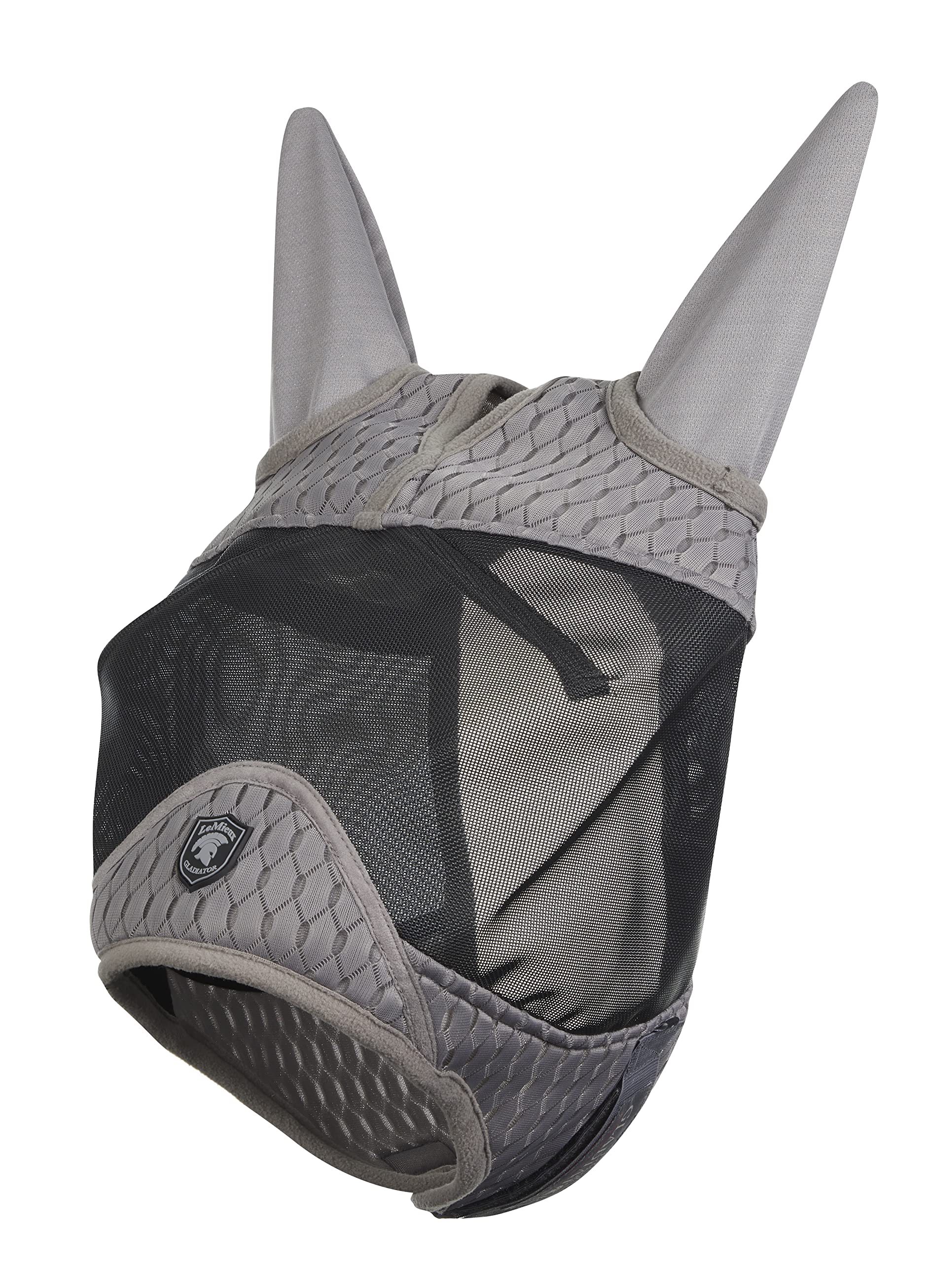 LeMieux Horse Gladiator Half Mask in Grey - 4 Way Stretch Lycra - Breathable Mesh - Small