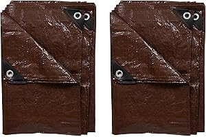 Stansport Light-Duty Rip-Stop Tarp 5' x 7' - Brown - 2 Pack (U-57-2) - Waterproof Tarp for Camping and Outdoor Use, Thick and Durable Cover with 3.5 Mil Thickness for Ultimate Protection