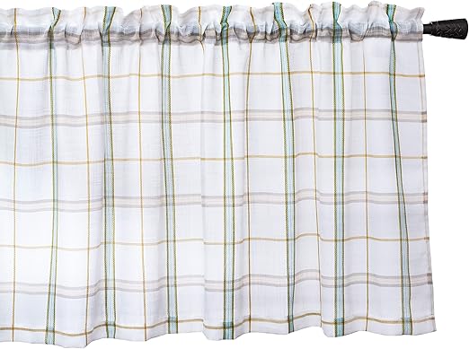 Amazon Com White Check Kitchen Valance Linen Look Gingham Half