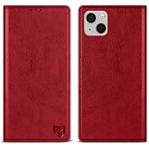  for iPhone 13 Mini Wallet Case Strong Magnetic 5.4 inch,Red | PU Leather,RFID Blocking,Credit Card Holder, Kickstand,Shockproof TPU Shell,For women and men, Flip Phone Case Cover