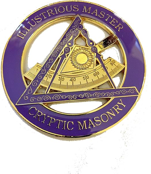 Amazon Masonic Criptic Masonry Illustriousマスター車オートエンブレムゴールドタグ パープル エンブレム 車 バイク