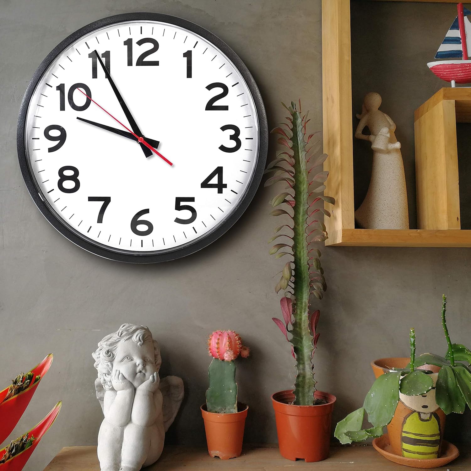 The Ultimate Wall Clock - 14" Atomic, Black, Easy to Read, Perfect for Home, Office, School, Indoor / Outdoor: Home & Kitchen