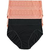 hanky panky - EcoRX French Brief Underwear for Women | Size S-L | Sustainable Cotton Soft Panties, Lace Trim | 3 pack