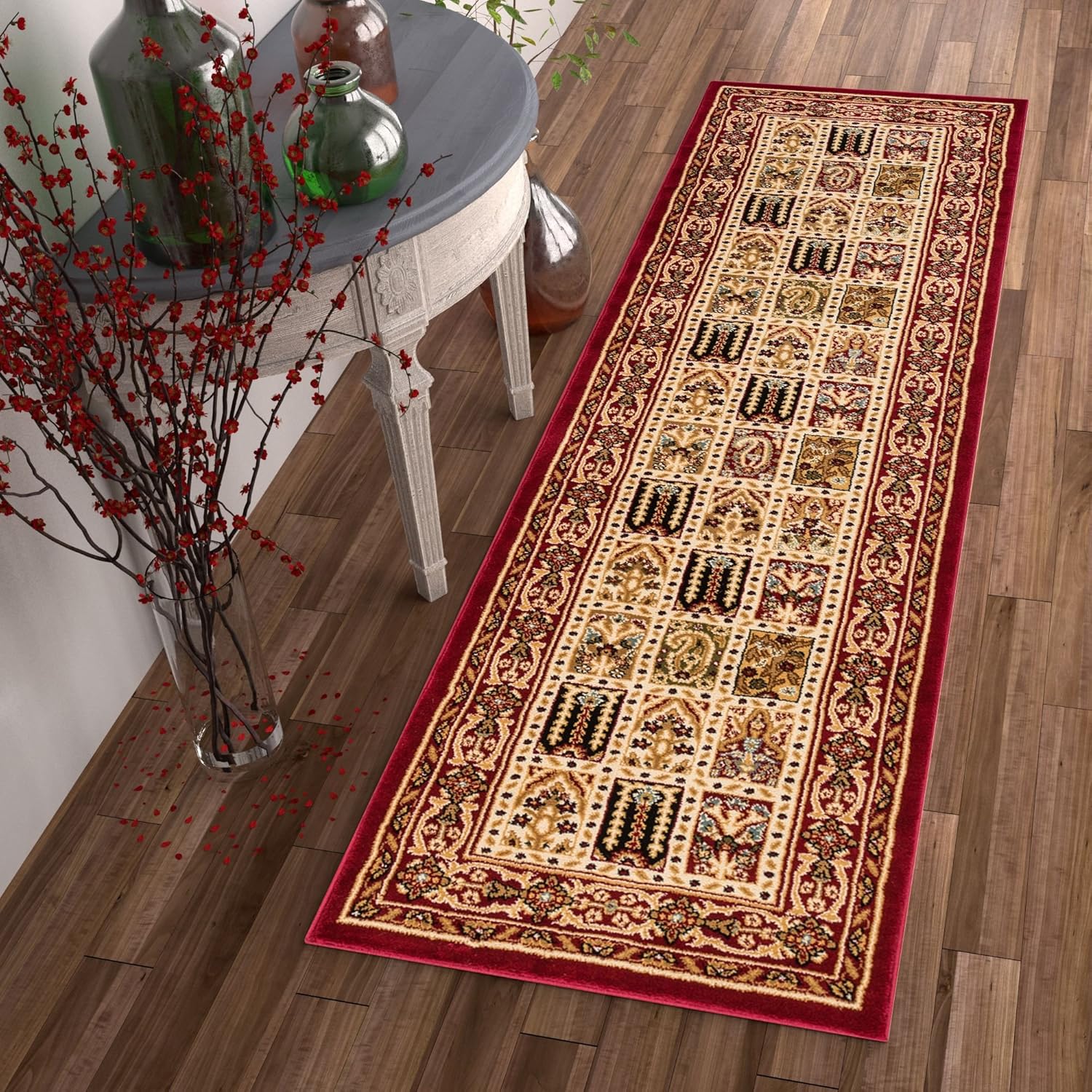 Sultan Panel Multi Color Red Oriental Area Rug Persian