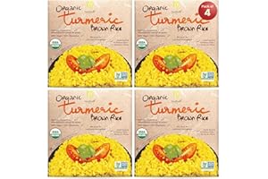 Healthee Organic Brown Rice, Gluten Free, Fully Cooked and Ready-to-Eat, USDA Certified Organic, GMO-Free, Microwaveable (Turmeric, Pack of 4)
