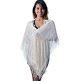 Cindy and Wendy Lightweight Soft Leaf Lace Fringes Scarf Bridal Veils shawl for Women