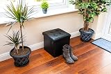 Nyxi Faux Leather Storage Ottoman 38cm Foldable Black Foot Stool 40L 150kg view 7
