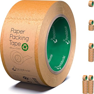 Pandabode Kraft Paper Packing Tape 48mm x 50m Brown Eco Friendly 1/3/6/12 Pack